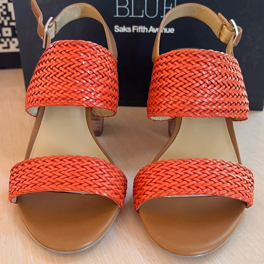 BLUE Saks Fifth Ave orange sandals 7M NWT